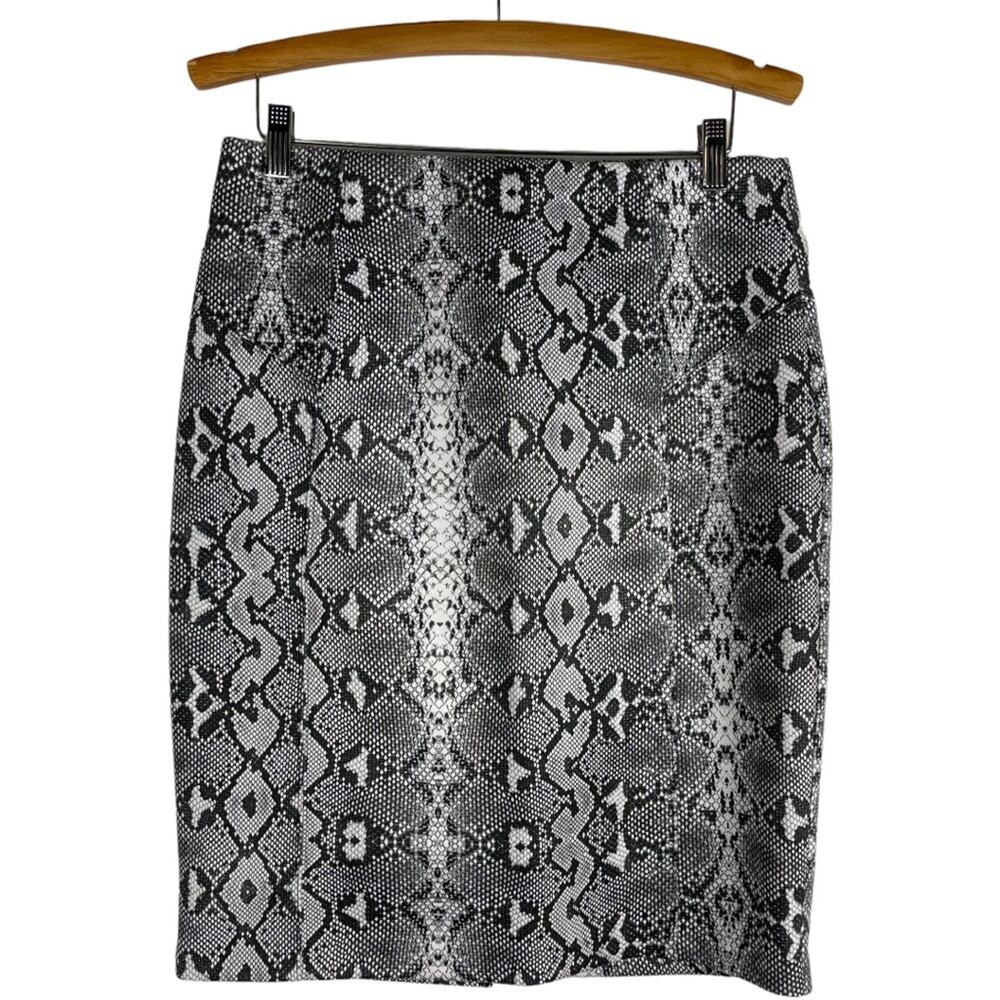 Marc New York white grey snakeskin print stretchy pencil skirt medium